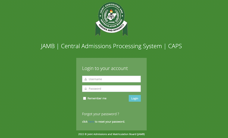 Login JAMB Portal